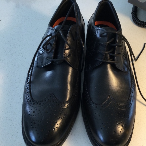 Brand New In Box Gorgeous Rockport Black Mens Wingtips - Picture 1 of 10